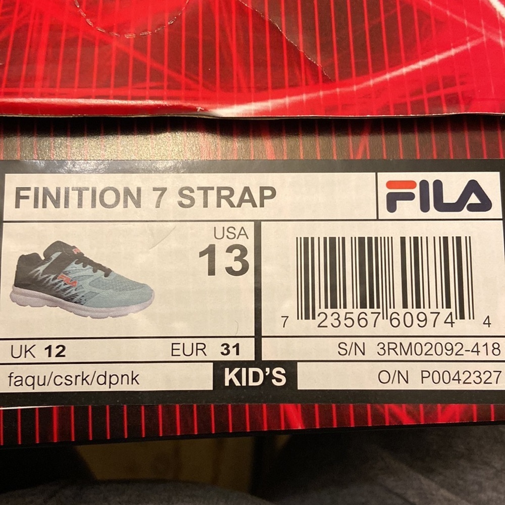 Fila NIB Finition 7 Strap Athletic Shoes Kid Size 13 Colorway Mint Green & Gray - Picture 5 of 5